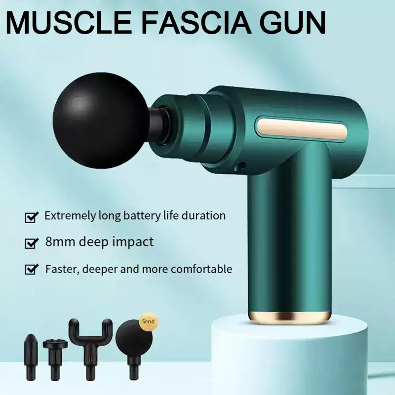 Portable Fascial Massage Gun With LED Touch Electric Percussion Pistol Massager Body Relaxation Screen Replaceable Massage Hea
