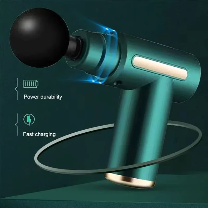 Portable Fascial Massage Gun With LED Touch Electric Percussion Pistol Massager Body Relaxation Screen Replaceable Massage Hea