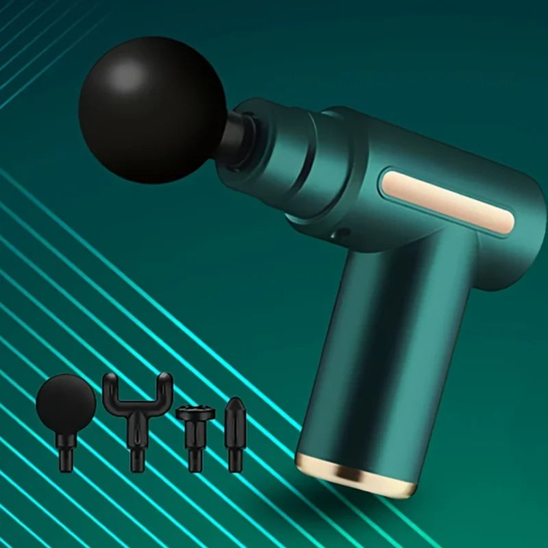 Portable Fascial Massage Gun With LED Touch Electric Percussion Pistol Massager Body Relaxation Screen Replaceable Massage Hea