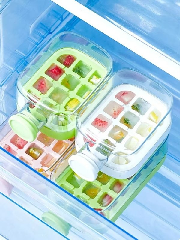 Crush Cup Ice Cube Tray Water Bottle Reusable Press to-cold Ice Cube Hydration 500ml