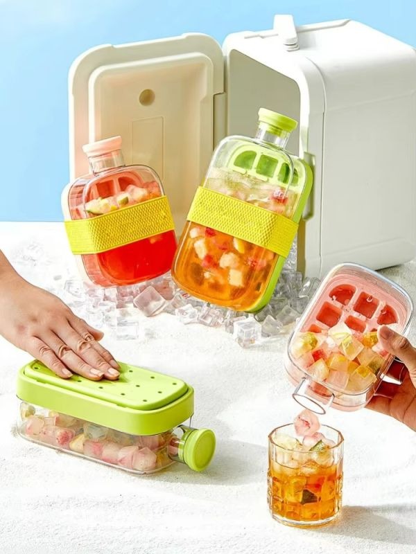 Crush Cup Ice Cube Tray Water Bottle Reusable Press to-cold Ice Cube Hydration 500ml