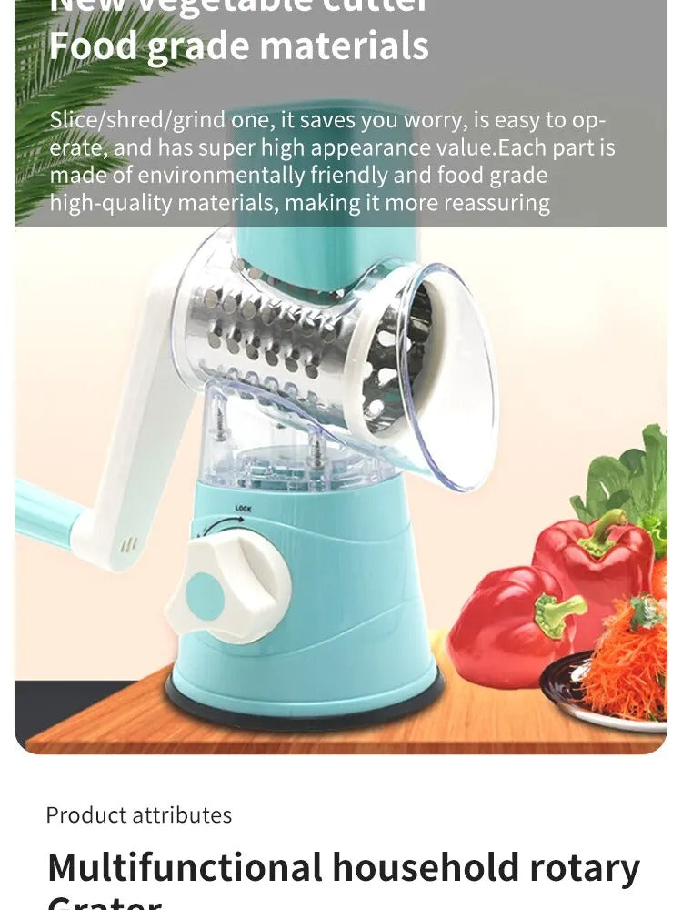 Table Top Drum Multifunctional Roller Vegetable Cutter Hand Crank Home Kitchen Shredder Potato Grater