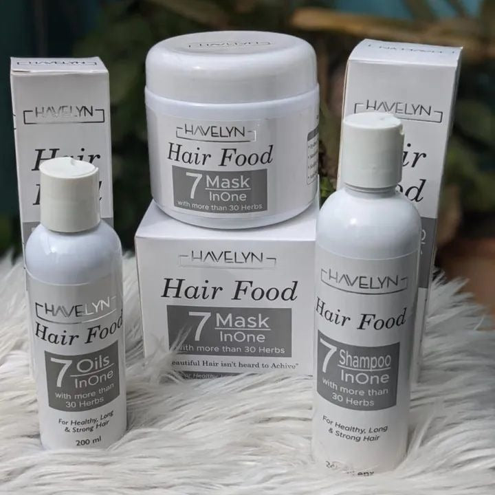 Havelyn Hair food Oil 7 in one pack of 3 Hair Mask + Shampoo + Oil Havelyn Hair food Oil 7 in one pack of 3 Hair Mask + Shampoo + Oil