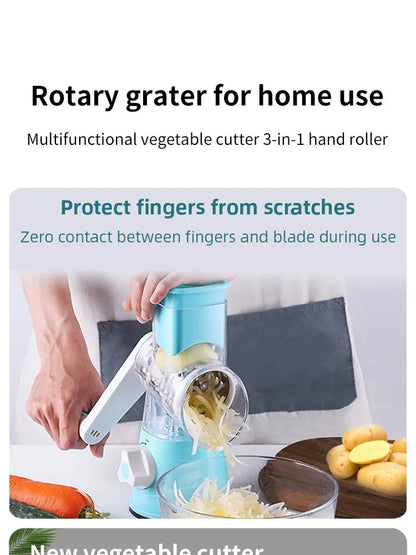 Table Top Drum Multifunctional Roller Vegetable Cutter Hand Crank Home Kitchen Shredder Potato Grater